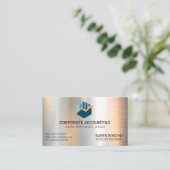 Staafdiagram Boekhouding | Geld Icoon | Metaalacht Visitekaartje (Staand voorkant)