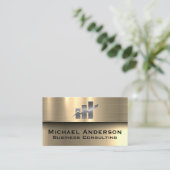 Staafdiagram Financiën | Goud Metaalachtig Visitekaartje (Staand voorkant)