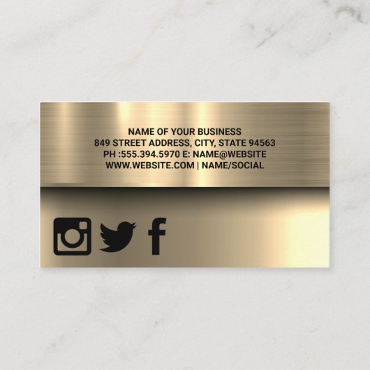 Staafdiagram Financiën | Goud Metaalachtig Visitekaartje (Achterkant)
