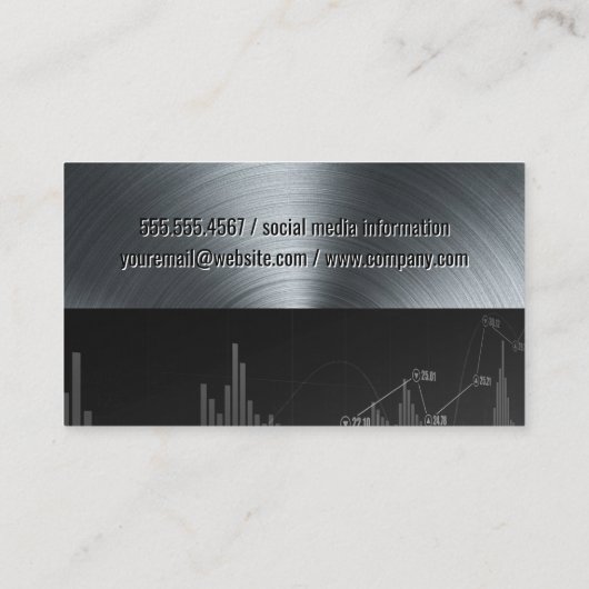 Staafgroei Grafiek Logo | Financiën | Metalen Visitekaartje (Achterkant)