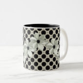 Staafjes en pokkendot tweekleurige koffiemok (Voorkant rechts)