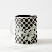 Staafjes en pokkendot tweekleurige koffiemok (Voorkant links)