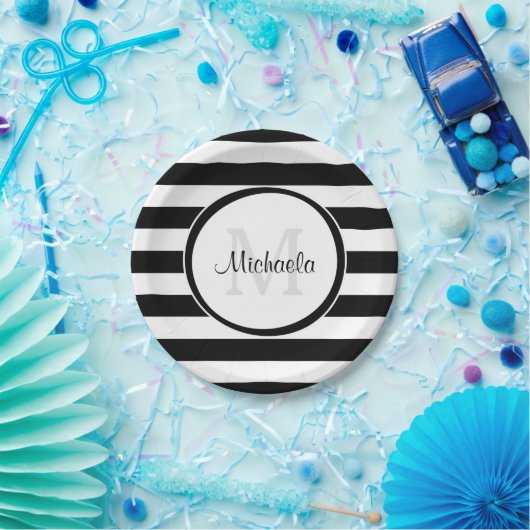 Staafjes met Snoep in poedervorm en partijmonogram Papieren Bordje (Feest)