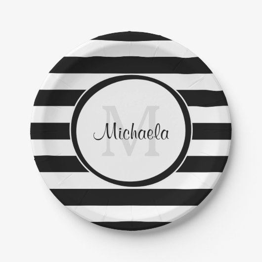 Staafjes met Snoep in poedervorm en partijmonogram Papieren Bordje (Voorkant)