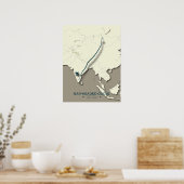 Staafkoppige ganzenmigratiekaart – minimalistisch poster (Keuken)