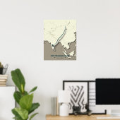 Staafkoppige ganzenmigratiekaart – minimalistisch poster (Thuiskantoor)