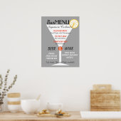 Staafmenu voor bewerkbaar kleurencocktailglas poster (Keuken)
