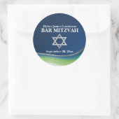 Staal Blauw en Groene Golfster van David Naam Ronde Sticker (Tas)