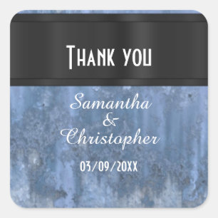 Staal blauw metaal dank u vierkante sticker