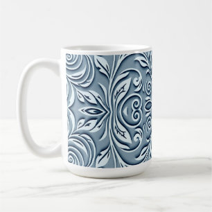 Staal Blauw Symmetrische Embossed Floral Design Koffiemok