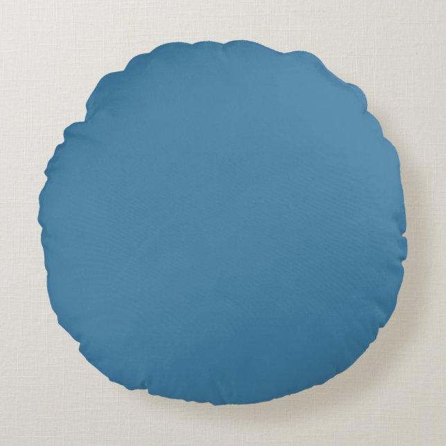 Staal Blauw Vaste, blanco kleur Rond Kussen (Voorkant)