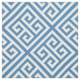 Staal Blauw Wit Med Grieks Sleutel Diag T Patroon  Stof
