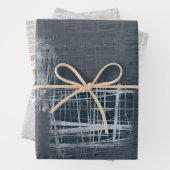 Staal blauw wit oranje grijs modern abstract inpakpapier vel (In situ)