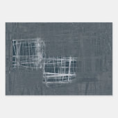 Staal blauw wit oranje grijs modern abstract inpakpapier vel (Voorkant)