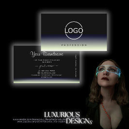 Staal Blauw Zwart Wit Verloop met Logo Stijlvol Visitekaartje