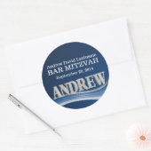 Staal Blauwe Golf met Naam Ronde Sticker (Envelop)