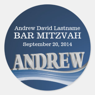 Staal Blauwe Golf met Naam Ronde Sticker