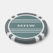 Staal Blauwe Strepen aangepaste monogram poker chi Pokerchips (Enkel)