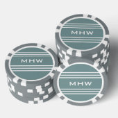 Staal Blauwe Strepen aangepaste monogram poker chi Pokerchips (Opstapeling)