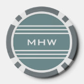Staal Blauwe Strepen aangepaste monogram poker chi Pokerchips (Achterkant)