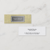 Staal Borstelmetaal en linnen gestikte look Mini Visitekaartje (Voorkant / Achterkant)