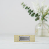 Staal Borstelmetaal en linnen gestikte look Mini Visitekaartje (Staand voorkant)