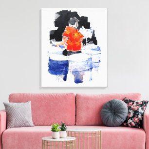 Staal Drums Bass Speler / Artiest Larry Lerew Canvas Afdruk