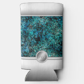 Staal en groen glitter monogram telefoonhoesje seltzer blikjeskoeler (Achterkant)