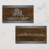 Staal en hout | Bouw | Logo onroerend goed Visitekaartje (Voorkant / Achterkant)