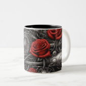 Staal en rozen 014 tweekleurige koffiemok (Voorkant rechts)