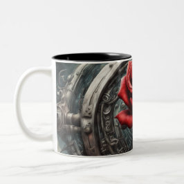 Staal en rozen 017 tweekleurige koffiemok