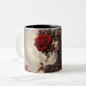 Staal en rozen 029 tweekleurige koffiemok (Voorkant links)