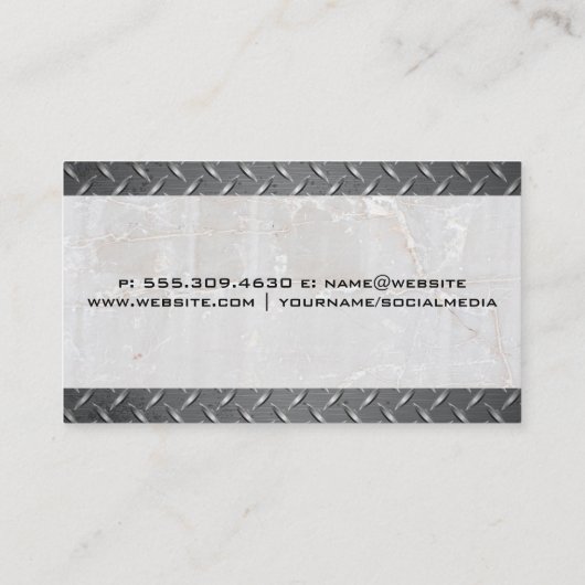 Staal en Steen | Timmerman Constructie Reparateur Visitekaartje (Achterkant)