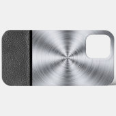Staal en Zwarte Leerprint Case-Mate iPhone Case (Achterkant (horizontaal))