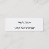 Staal, geborsteld metaal en linnen, getitreerd mini visitekaartje (Achterkant)