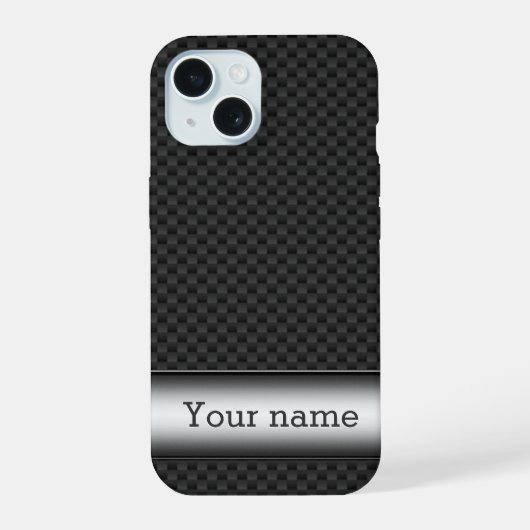 Staal gestreepte koolstofvezel iPhone 15 case (Achterkant)