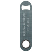 Staal Grijs Blauw Classy Chic Weave Patroon Speed Flessenopener (Voorkant)