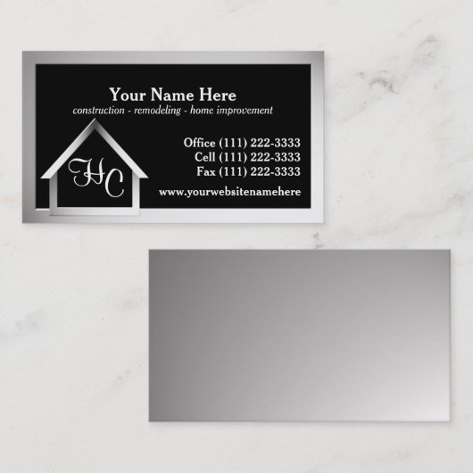Staal Grijs Huis bouw Visitekaartje (Voorkant / Achterkant)