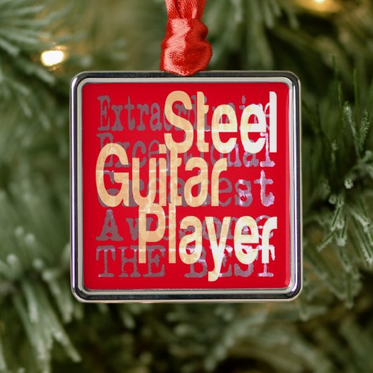 Staal Guitar Player Extraordinaire Metalen Ornament (Boom)