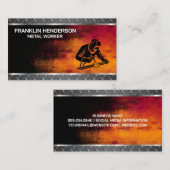 Staal | laswerk | Zwart-rode achtergrond Visitekaartje (Voorkant / Achterkant)