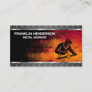 Staal   laswerk   Zwart-rode achtergrond Visitekaartje