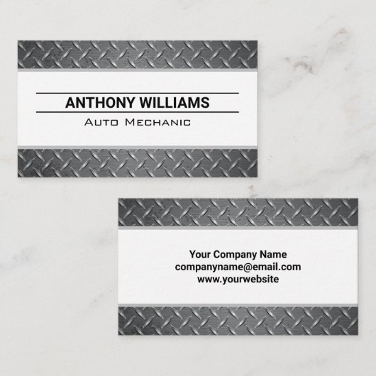 Staal met diamantpatroon visitekaartje (Voorkant / Achterkant)