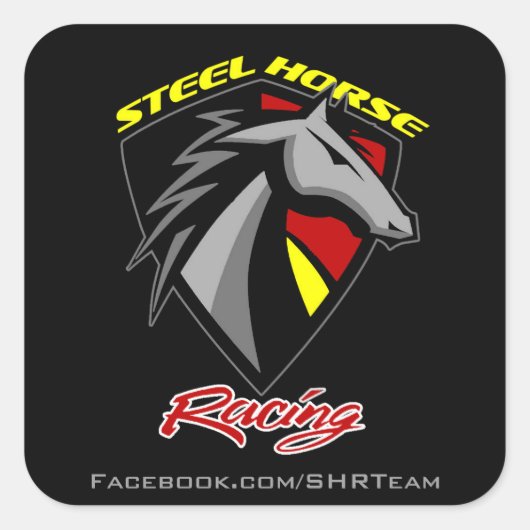 Staal Paard Racing Decal Vierkante Sticker (Voorkant)