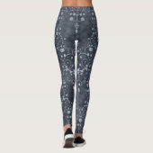Staal/Pewter Grey en lichte grijze Floral Damask Leggings (Achterkant)