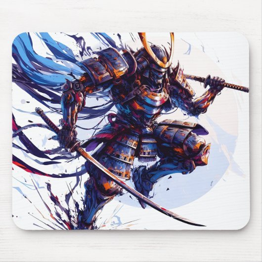 Staal Serenity: De Samurai Sentinel Mousepad Muismat (Voorkant)