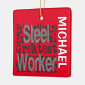 Staal Worker Extraordinaire CUSTOM Keramisch Ornament (Links)