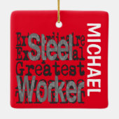 Staal Worker Extraordinaire CUSTOM Keramisch Ornament (Achterkant)