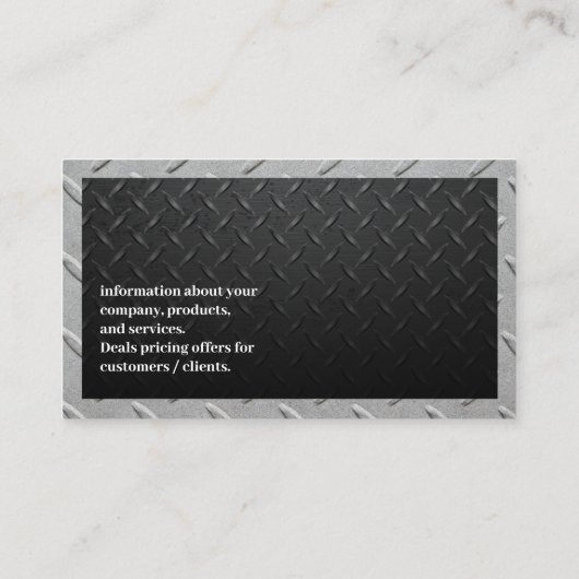 Staalachtergrond | Hand-moersleutel Visitekaartje (Achterkant)