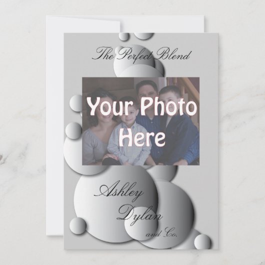 Staalbels Bubbles Blended Family Photo Wedding Kaart (Voorkant)