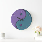 Staalblauw en lavender Yin-Yang-symbool Grote Klok (Huis)